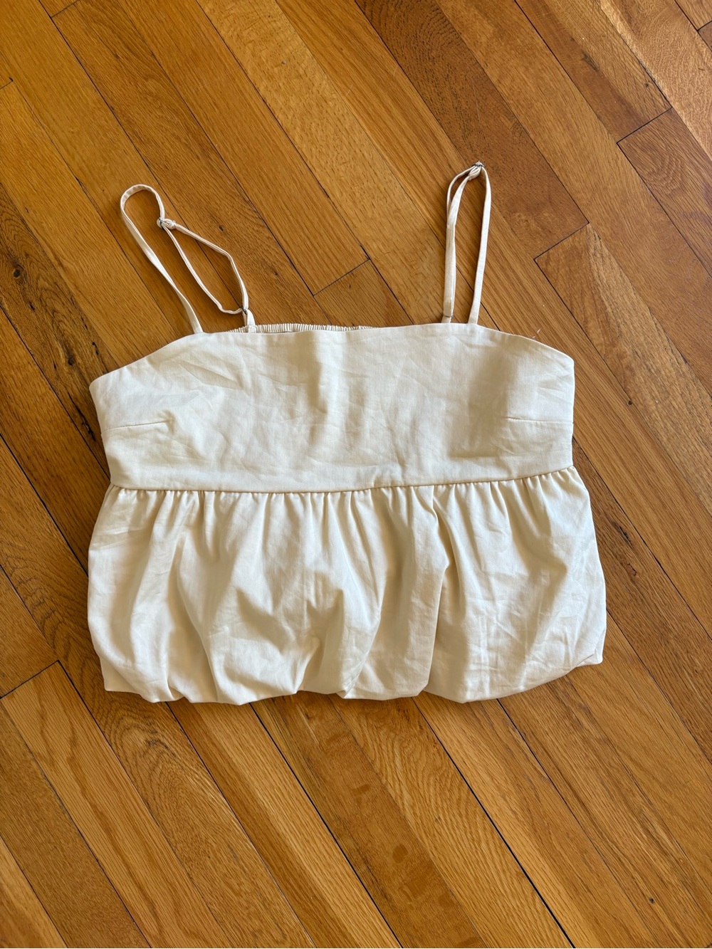 Abound Cream Peplum Crop Top with Gathered Waist